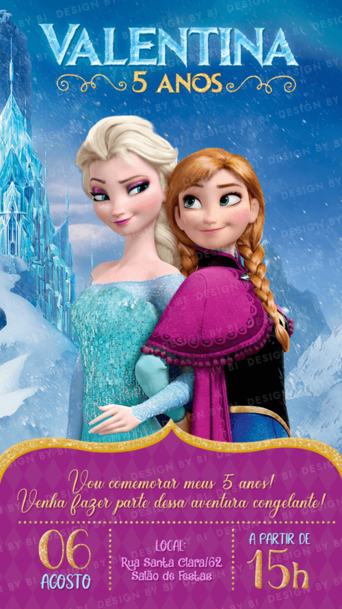 Convite Frozen Elsa Anna Digital Virtual