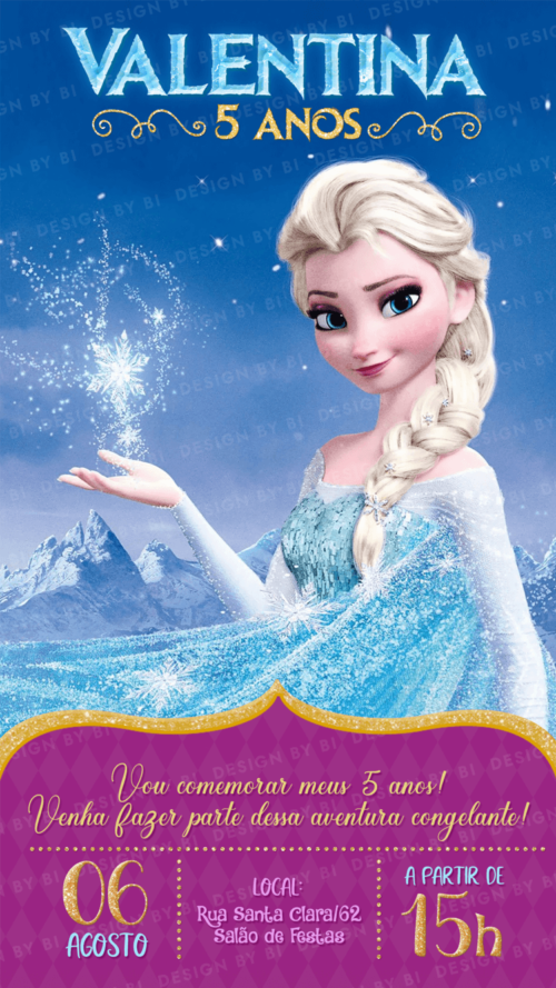 Convite Frozen Elsa Digital Virtual