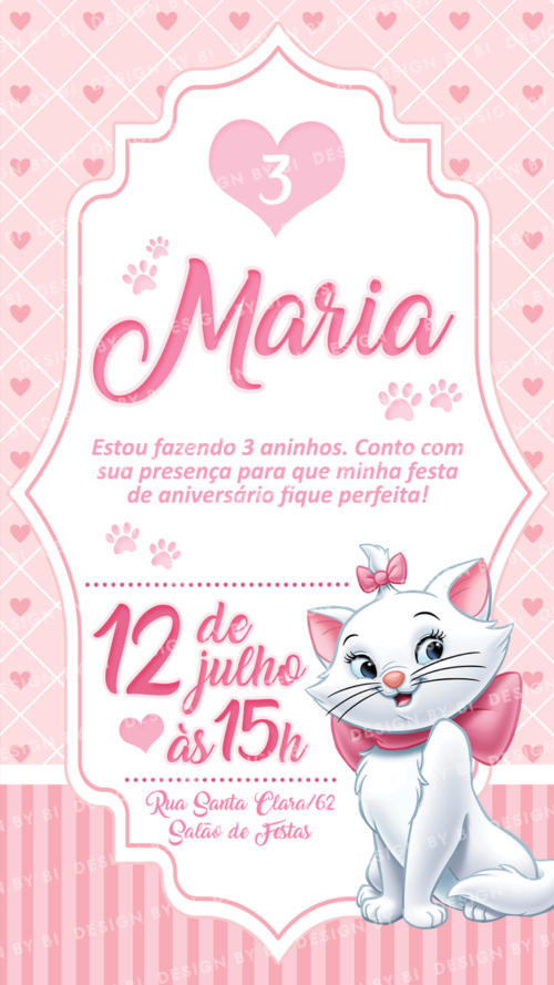 Convite Gatinha Marie Digital Virtual