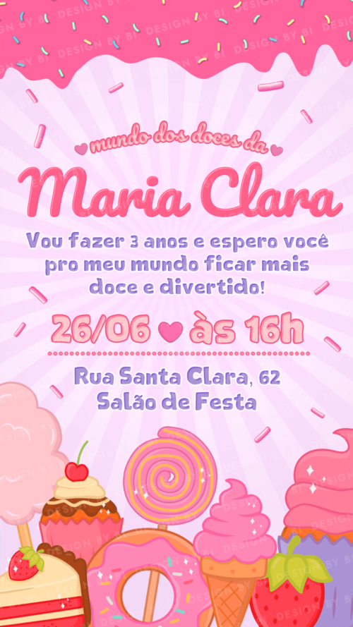 Convite Mundo Doce Digital Virtual