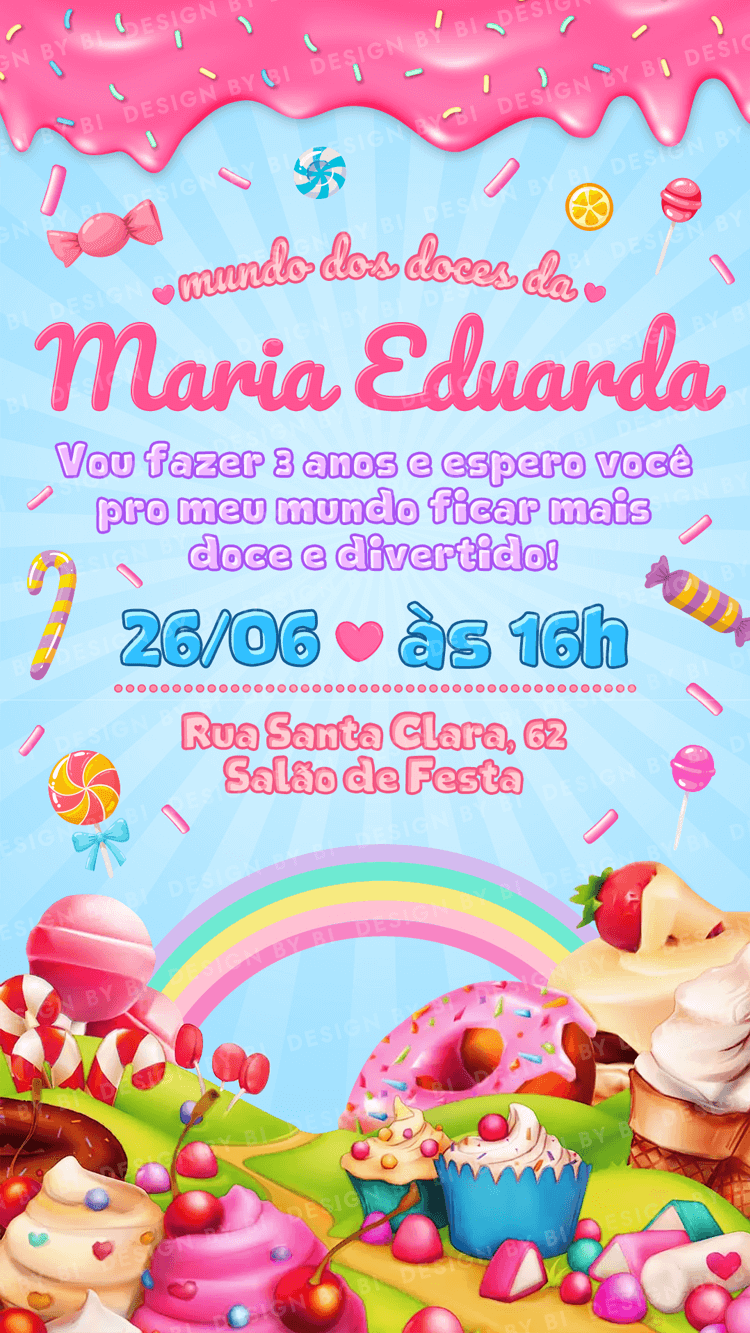 Convite Mundo Doce Digital Virtual