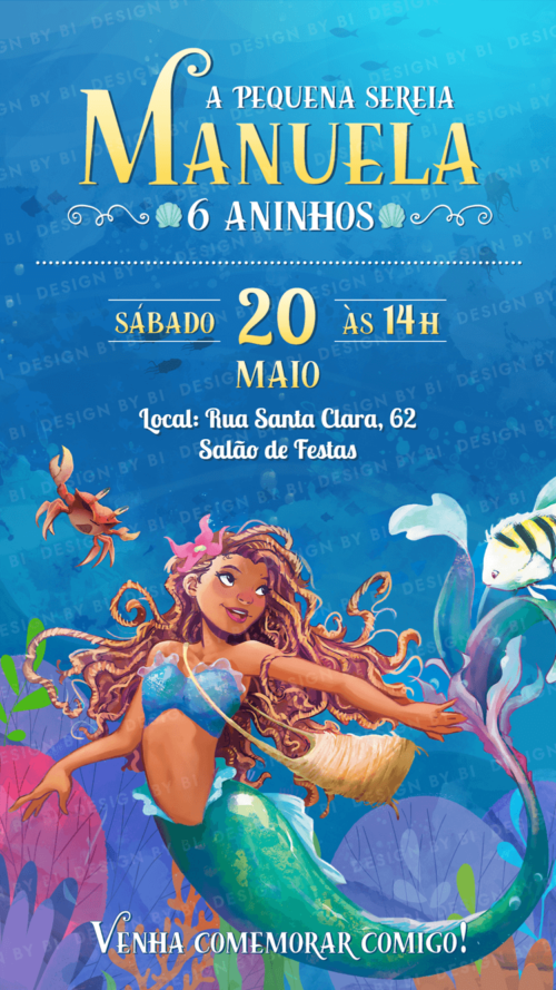 Convite Pequena Sereia O Filme Digital Virtual