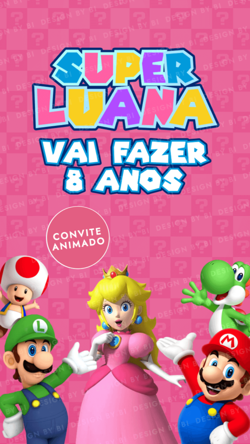Convite Princesa Peach Animado Vídeo Digital Virtual