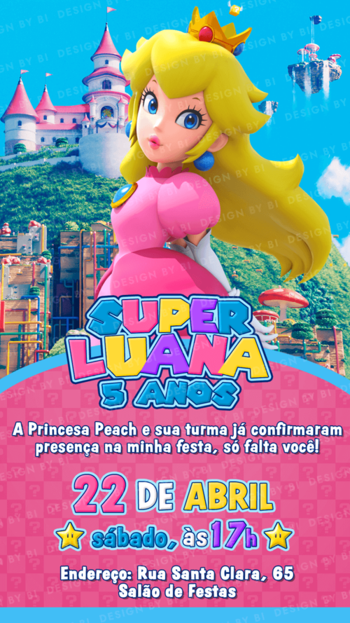 Convite Princesa Peach Digital Virtual