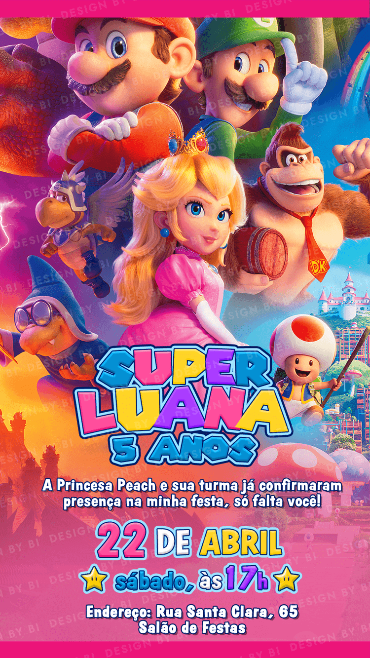 Convite Princesa Peach Digital Virtual