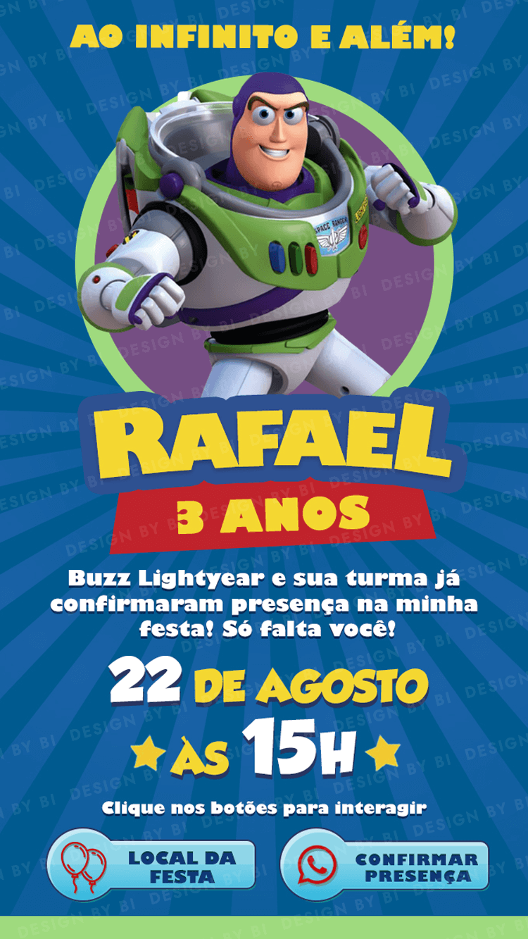 Convite Buzz Lightyear Interativo Digital Virtual