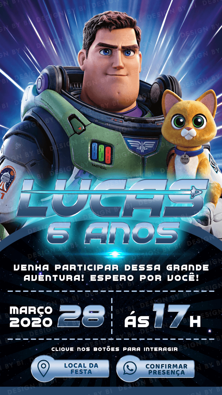Convite Buzz Lightyear Interativo Digital Virtual
