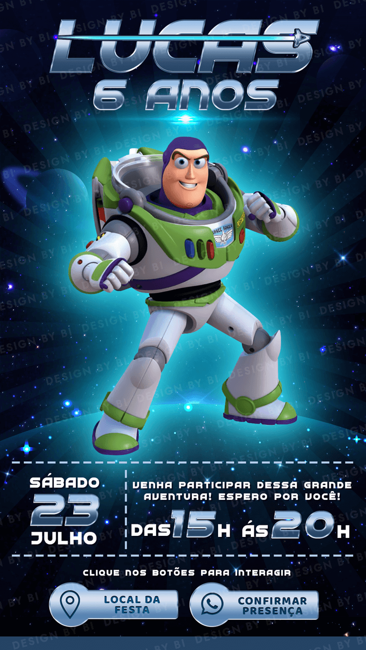 Convite Buzz Lightyear Interativo Digital Virtual