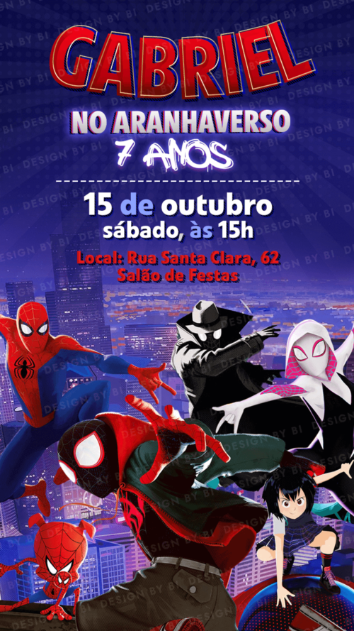 Convite Homem-Aranha Aranhaverso Digital Virtual