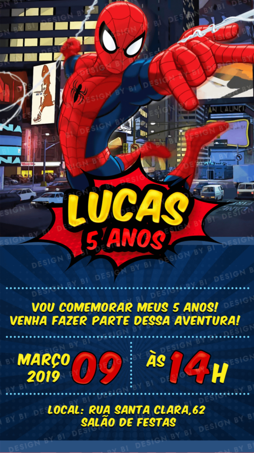 Convite Homem-Aranha Digital Virtual