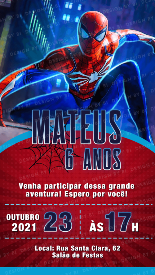 Convite Homem-Aranha Digital Virtual