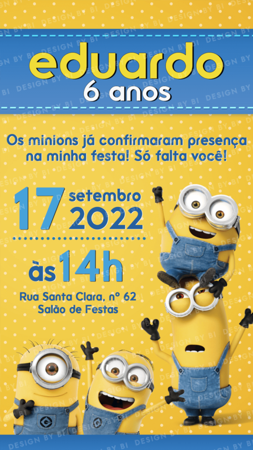 Convite Minions Digital Virtual