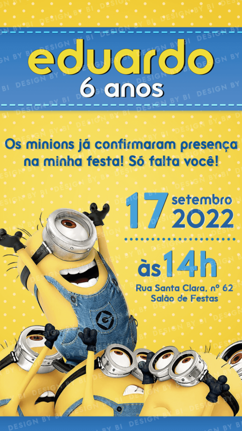 Convite Minions Digital Virtual