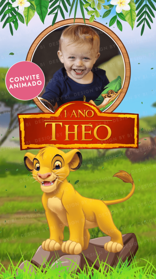 Convite Rei Leão Animado Vídeo Digital Virtual