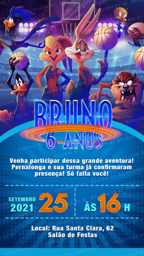 Convite Space Jam Digital Virtual