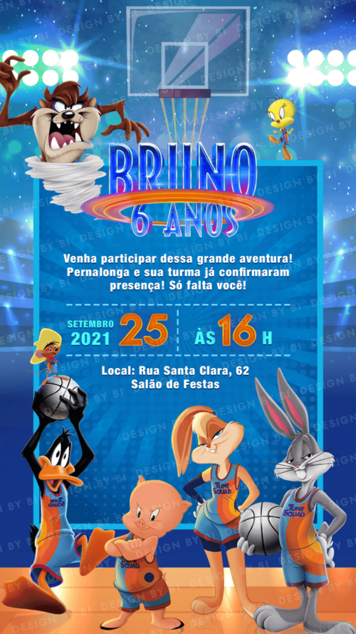 Convite Space Jam Digital Virtual