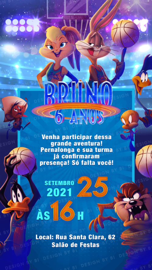 Convite Space Jam Digital Virtual