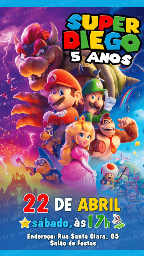 Convite Super Mario O Filme Digital Virtual