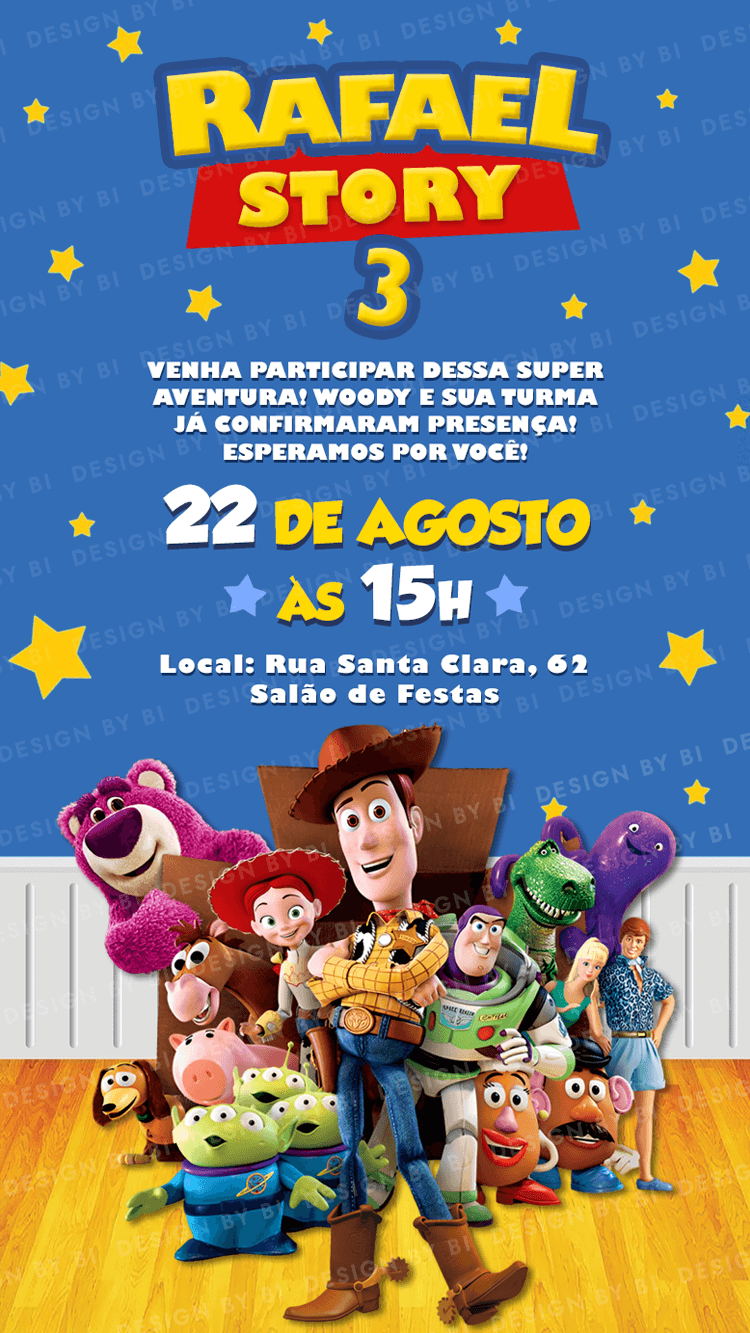 Convite Toy Story Digital Virtual