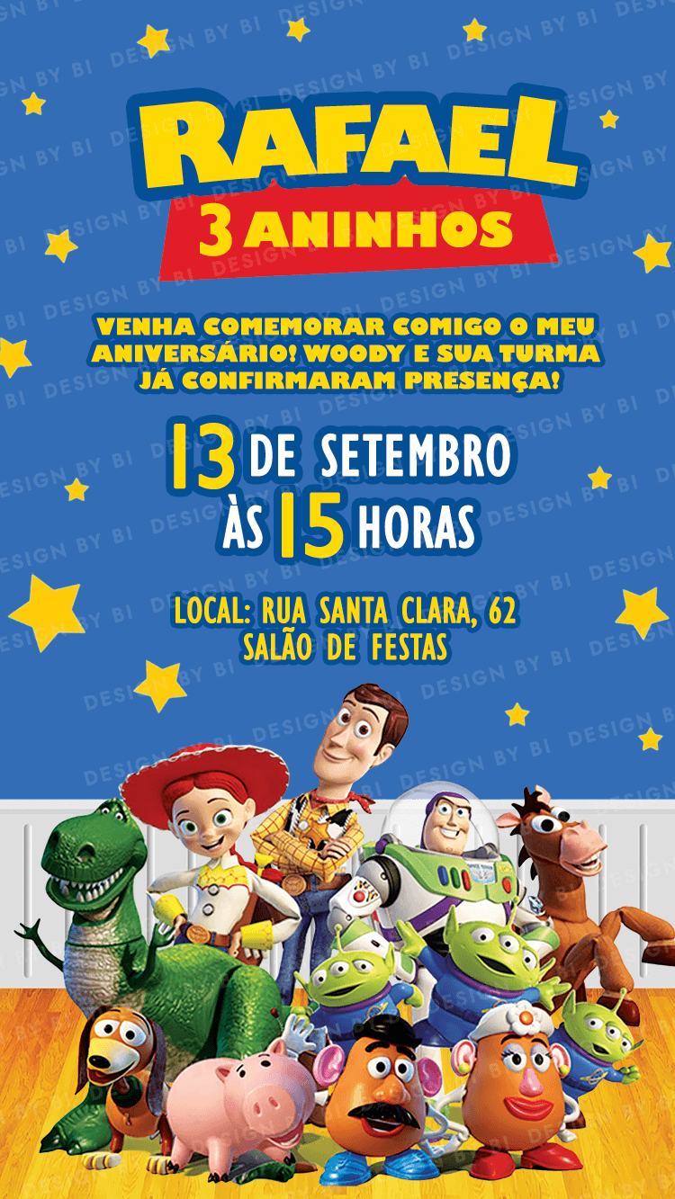 Convite Toy Story Digital Virtual