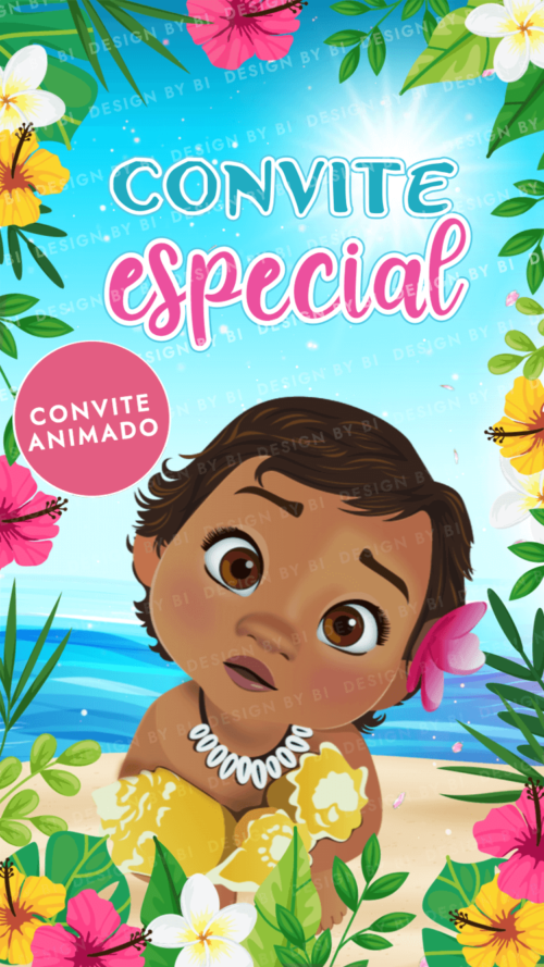 Convite Moana Baby Animado Vídeo Digital Virtual