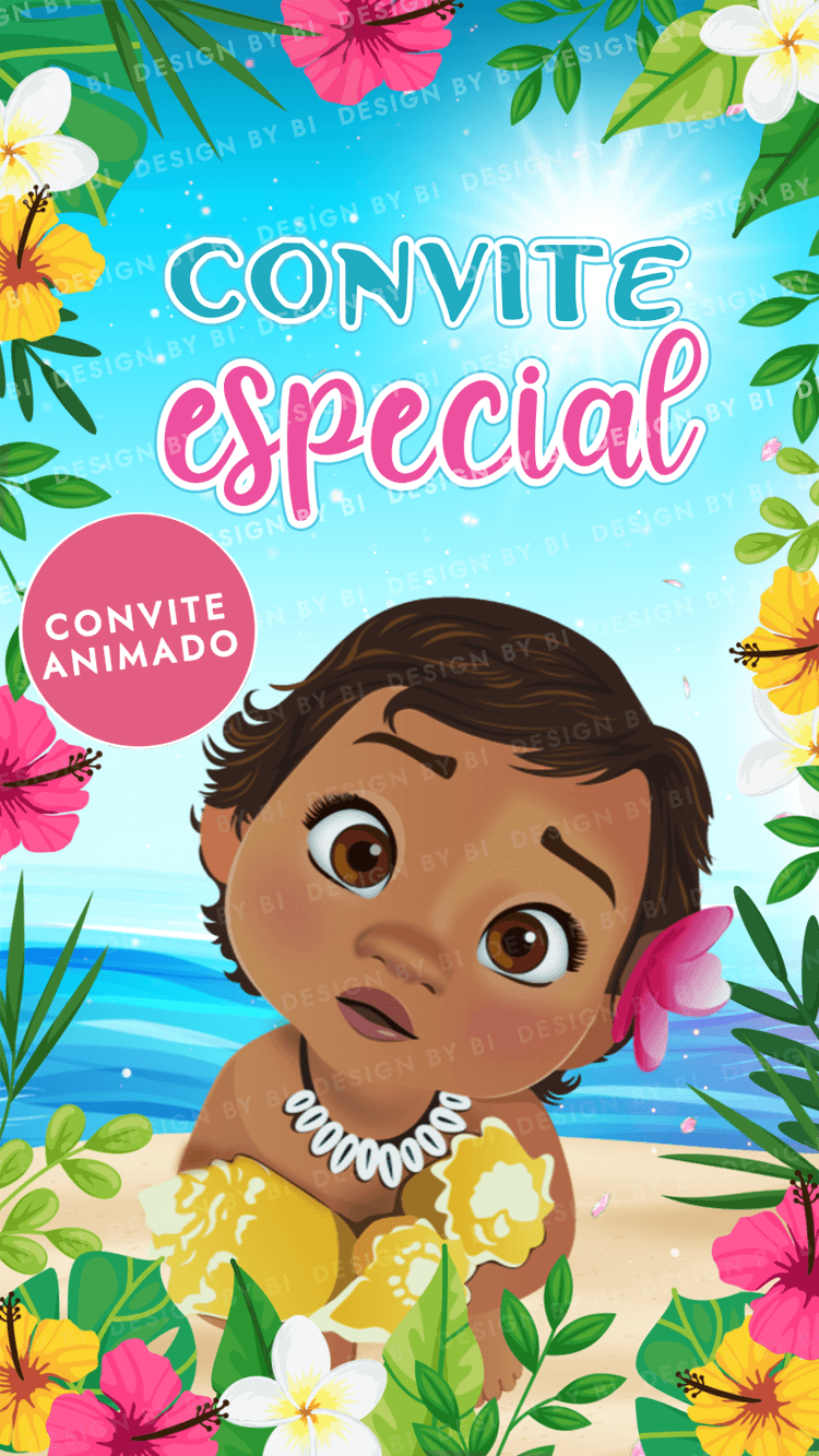 Convite Moana Baby Animado Vídeo Digital Virtual