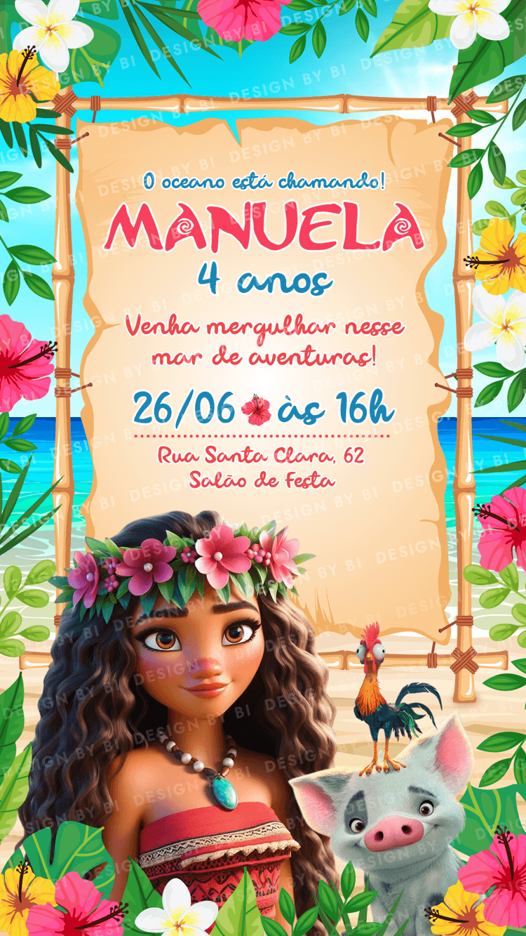 Convite Moana Digital Virtual