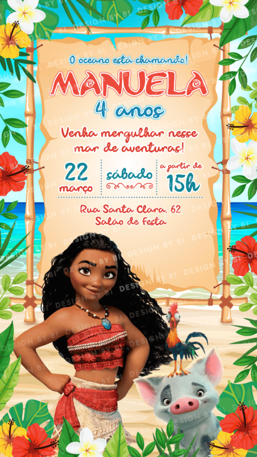 Convite Moana Digital Virtual