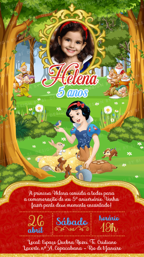 Convite Branca de Neve Digital Virtual