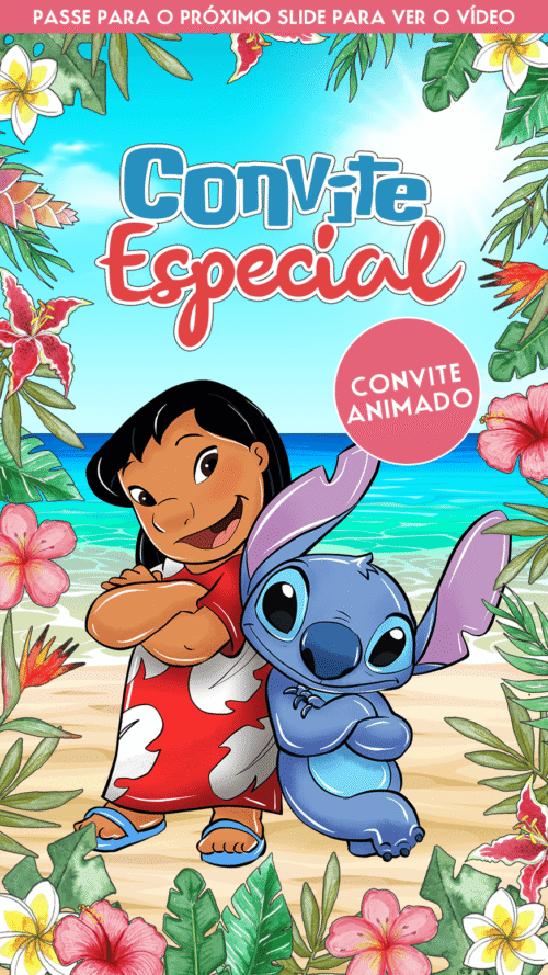 Convite Lilo e Stitch Animado em Vídeo Digital Virtual