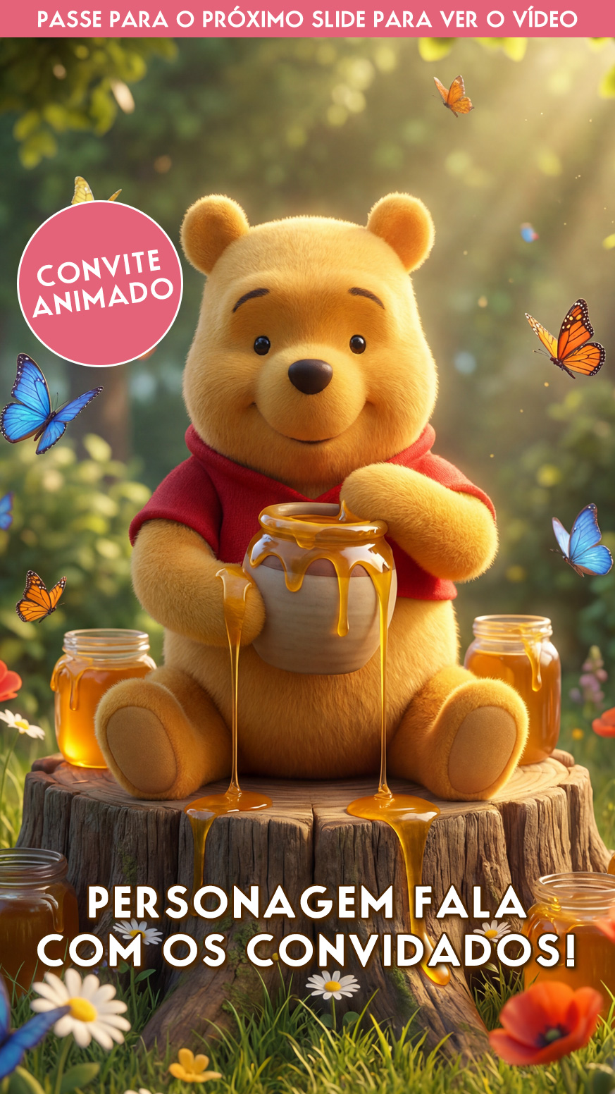 Convite Animado Ursinho Pooh