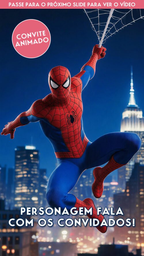 Convite Homem-Aranha Animado Cinematográfico