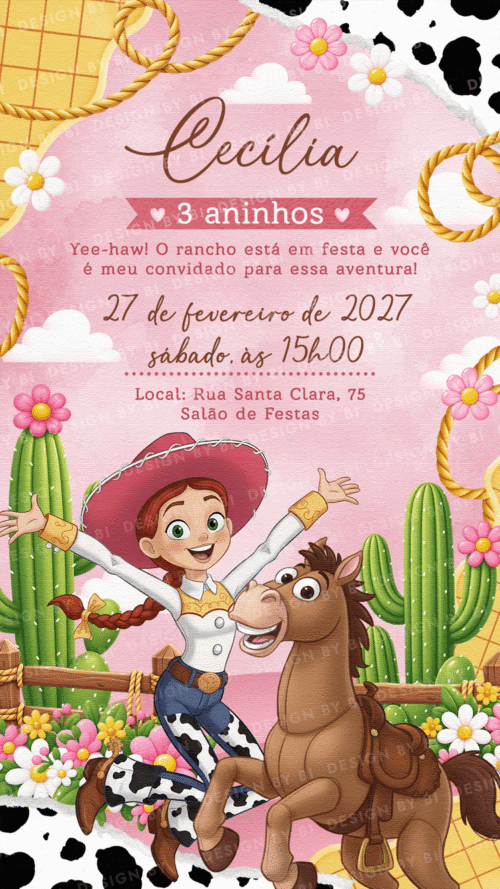Convite Jessie Toy Story Digital Virtual