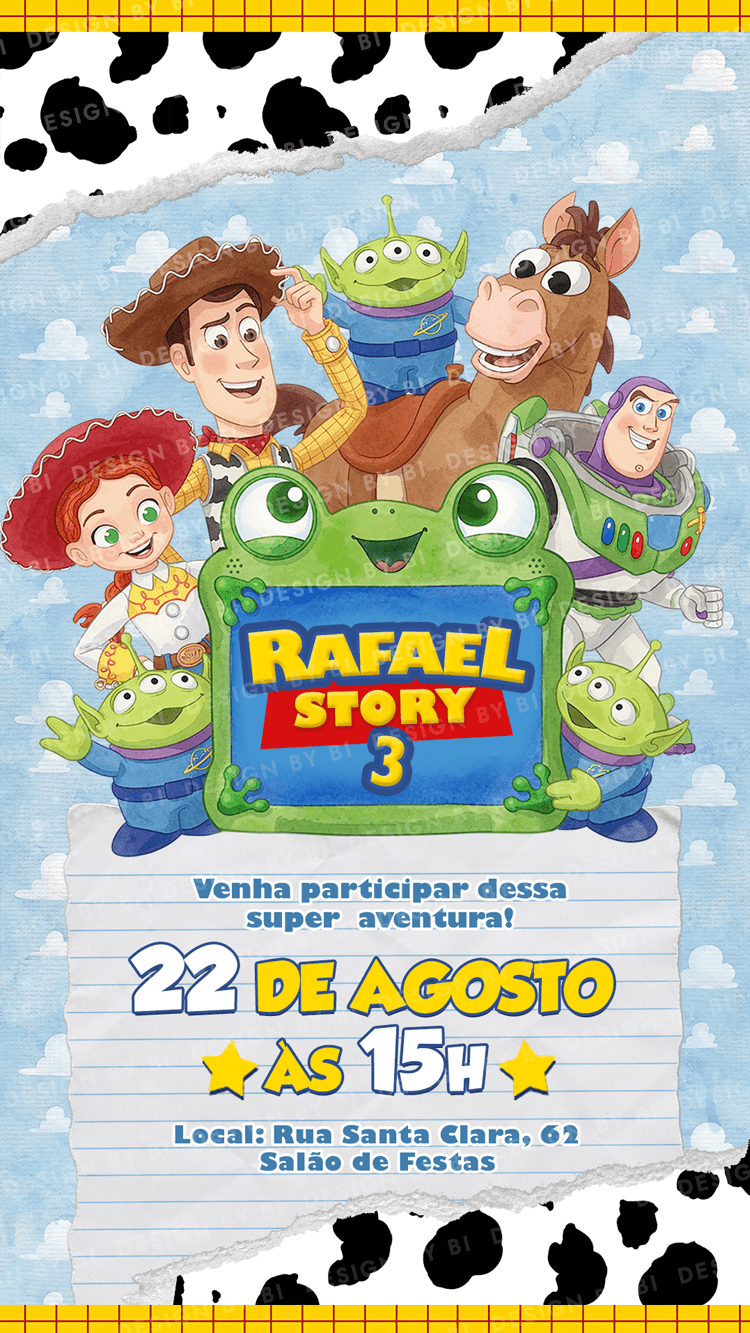 Convite Toy Story Aquarela Digital Virtual