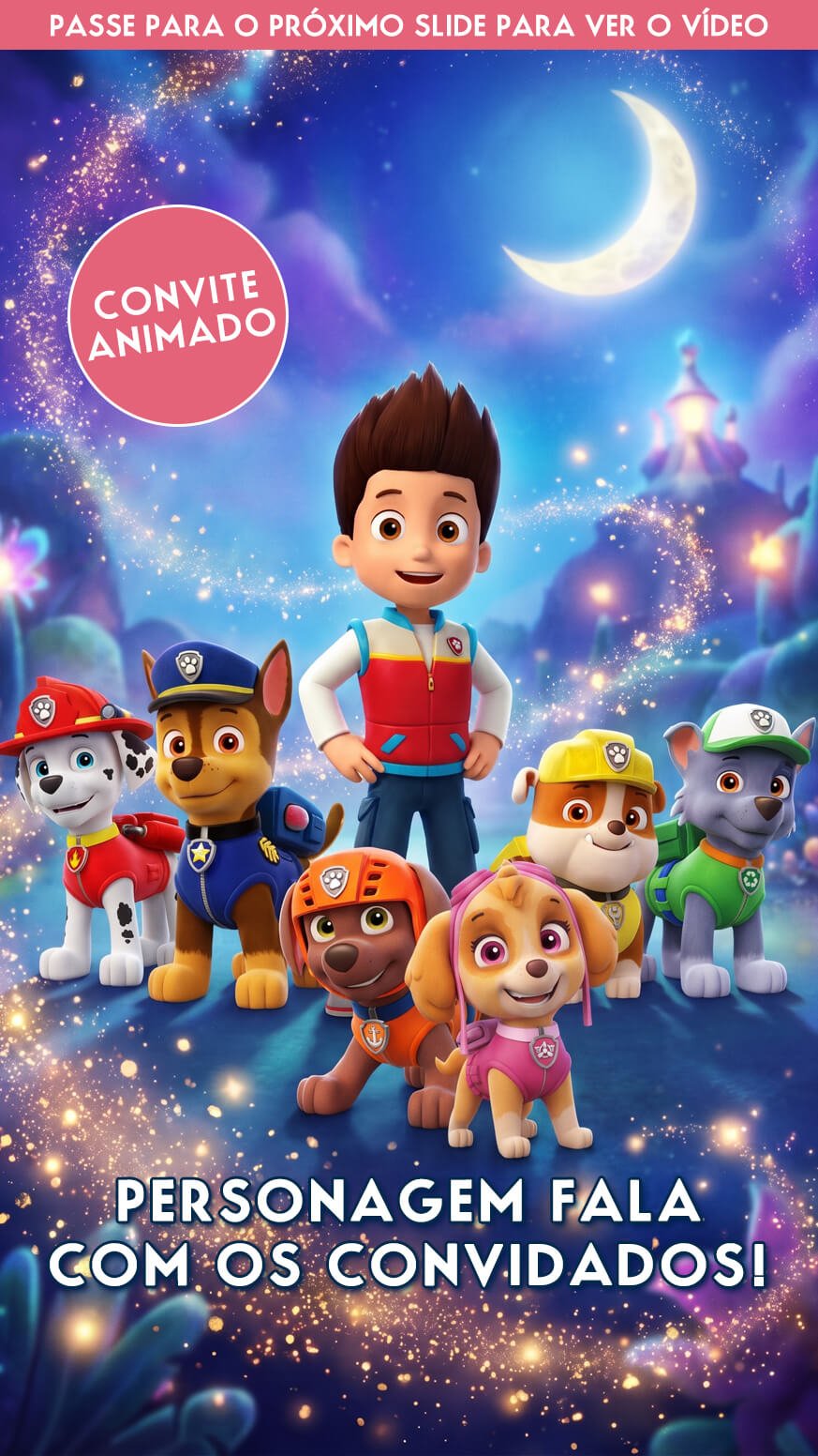 Convite Patrulha Canina Animado Cinematográfico